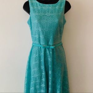 Danny and Nicole Teal Blue Lace Dress Size 6